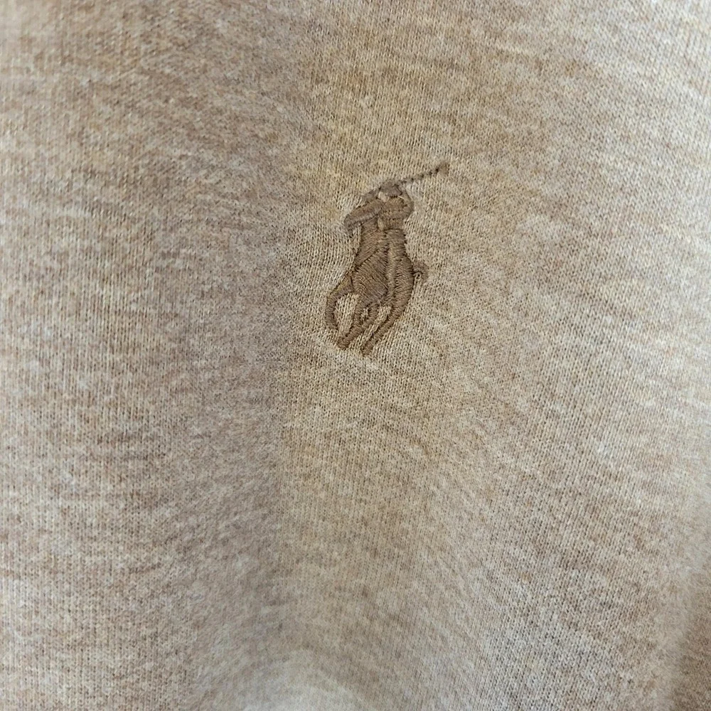 Polo Ralph Lauren Mens 5XB Quarter Zip Pullover Heather Tan Brown Pony Logo